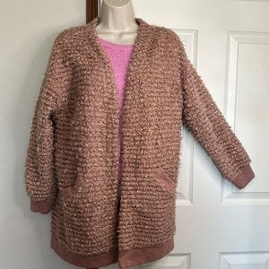 KNOX ROSE | MED | CARDIGAN | Mauve Color Soft & Fluffy With Pockets
